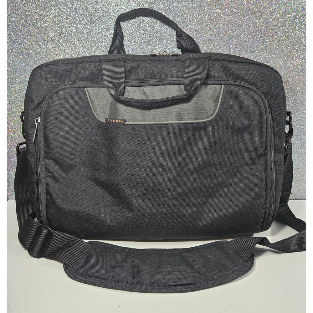 EVERKI Black Laptop Messenger Laptop Bag Briefcase‎ Travel Work Fits 17.3"